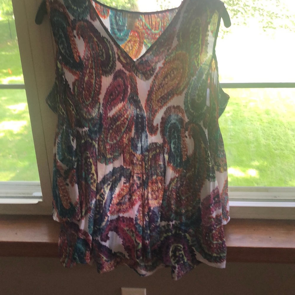 Paisley open shoulder blouse